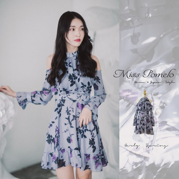 訂製款✨法式古典露肩掛脖雪紡洋裝