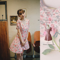 訂製款｜復古玫瑰薔薇泡泡袖修身顯瘦短洋裝_2
