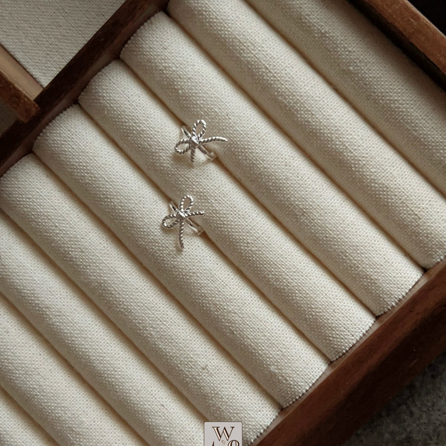 全純銀925│麻花蝴蝶結易扣│耳環