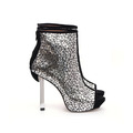 爆裂紋Party焦點高跟靴-炫目銀黑
