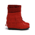 極簡格調-時髦襪套流蘇質感靴-喜氣紅