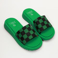 馬毛棋盤格厚底拖-綠色_2