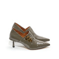 三節金葉牛漆宴會鞋-灰色