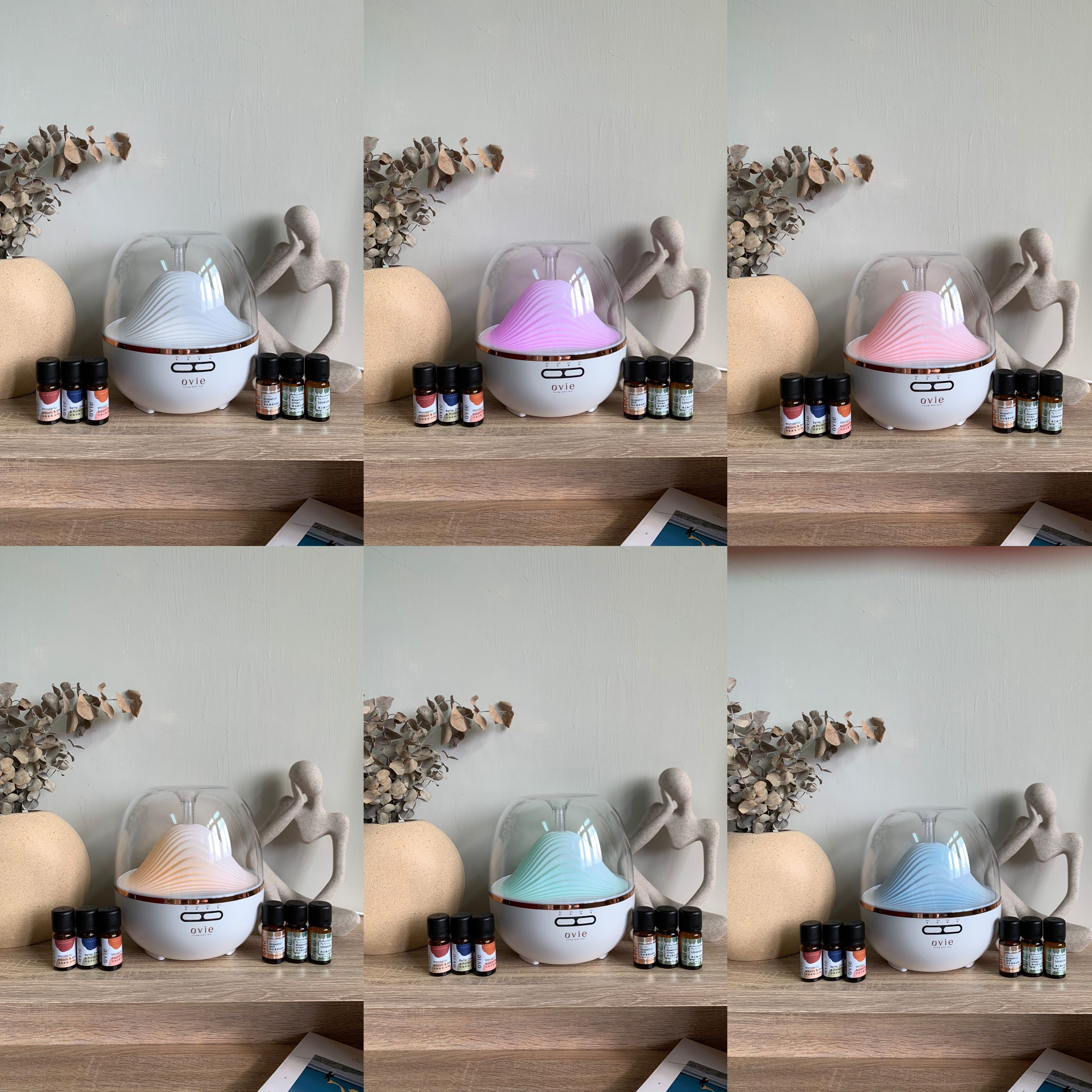 Ovie奈米精油平衡機是有不同顏色燈療的水氧機