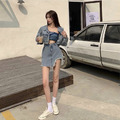 ［SET] 短版牛仔外套短裙套裝