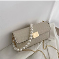 ［BAG] 珍珠鏈條腋下斜肩小方包