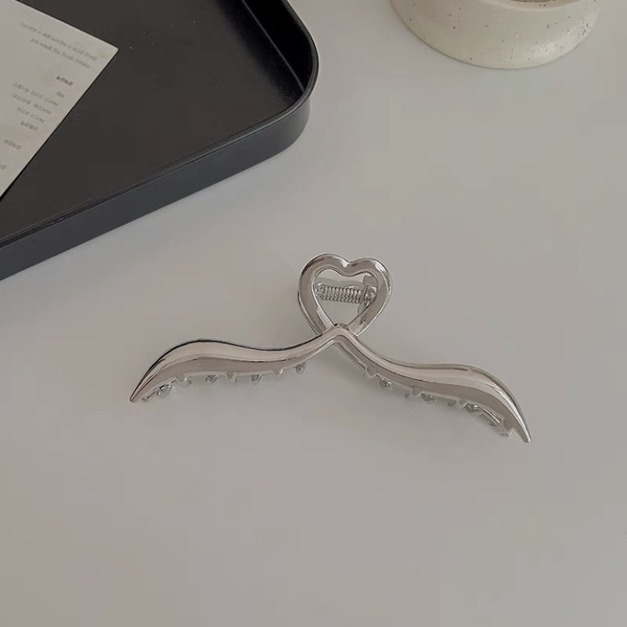 銀色交叉愛心夾 11CM
