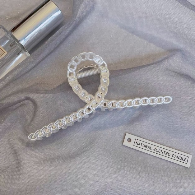 霧銀色交叉簍空夾 11CM