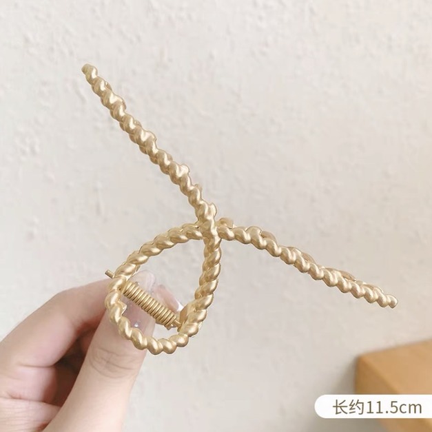 金色麻花交叉夾 11.5CM