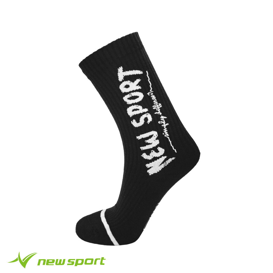 new sport 草寫LOGO【黑】側邊LOGO塗鴉草寫運動長襪(S/M/L)