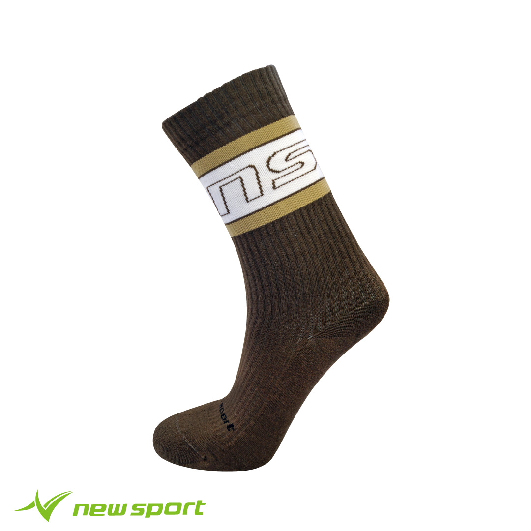 new sport 運動潮流【奶茶棕】雙線撞色運動長襪(S/M/L)