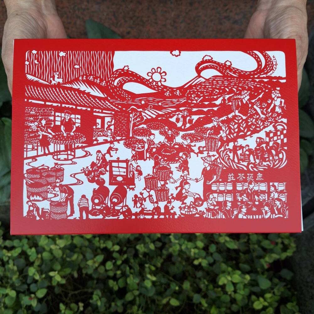 【窨花尋芳】禮盒_傳統窨製工藝台灣味花茶x剪紙藝術_附提袋