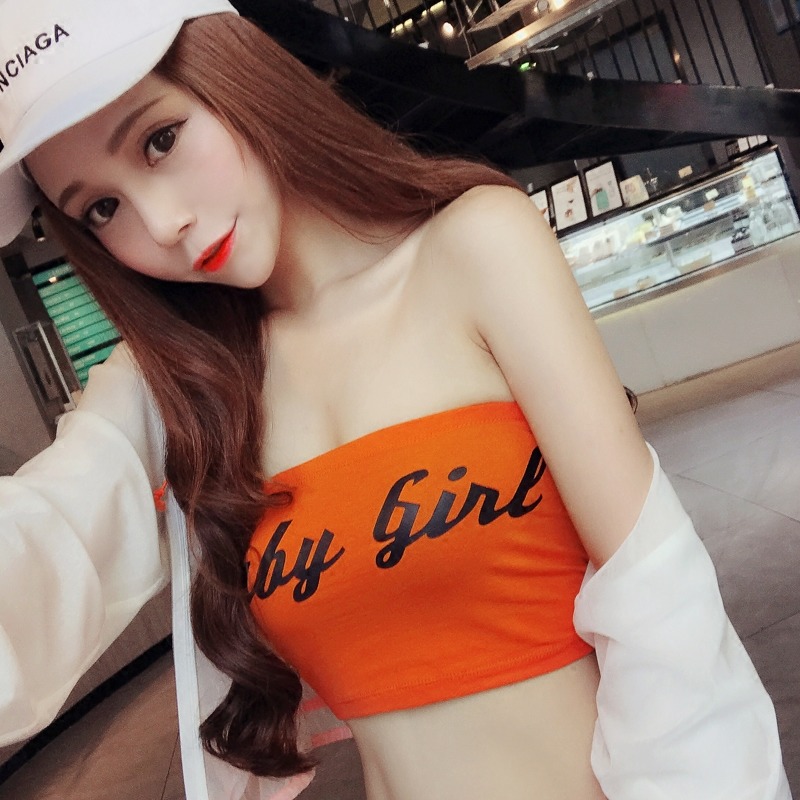 歐美橘色百搭字母平口印花內搭小可愛 B C 官方網站