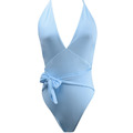 歐美時尚紐結美胸露背性感溫泉連身泳衣_2