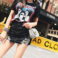 韓系Chic潮流百搭寬鬆個性人形印花T恤_2