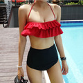 韓系俏皮風雙層荷葉邊甜美沙灘比基尼_4