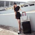 歐美黑色氣質短袖露腰簍空性感連衣裙_3