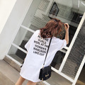 歐美寬鬆字母印花圓領中長款百搭上衣_3