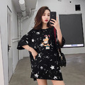 歐美星星印花潮流短袖寬鬆中長款T恤