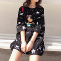 歐美星星印花潮流短袖寬鬆中長款T恤_3