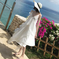 渡假小清新吊帶露背不規則雪紡浪漫長裙_2