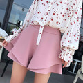 韓系小清新寬鬆A字裙溫柔荷葉邊高腰闊腿短褲