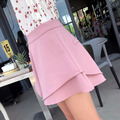 韓系小清新寬鬆A字裙溫柔荷葉邊高腰闊腿短褲_3