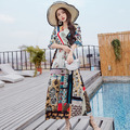 波西米亞民族風印花V領收腰渡假連身沙灘裙_1