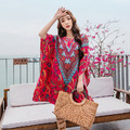 波西米亞民族風寬鬆顯瘦雪紡渡假氣質連身裙