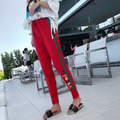 潮流紅色百搭側邊條紋束腿運動休閒九分褲_4