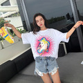 潮流卡通印花簡約寬鬆半袖純色上衣百搭T恤_4