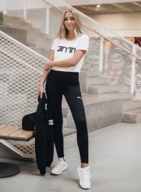 aimn心機顯瘦白色LOGO款-極緻黑