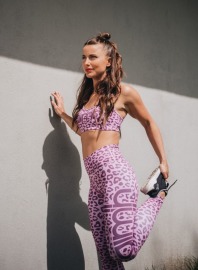 aimn高腰收腹經典LOGO款-紫色豹紋