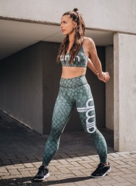 aimn高腰收腹經典LOGO款-綠色蛇紋