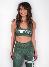 aimn高強度運動內衣-綠色蛇紋