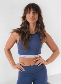 aimn削肩長版運動內衣-海軍藍