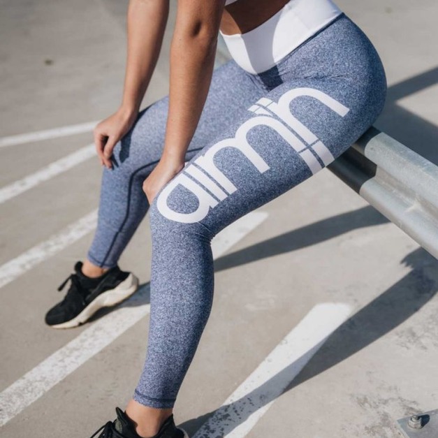 aimn高腰翹臀經典LOGO款-天空藍