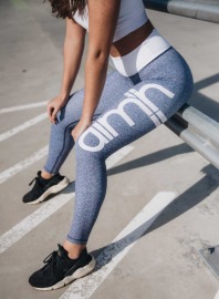 aimn高腰翹臀經典LOGO款-天空藍