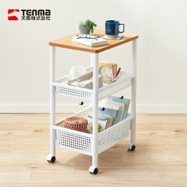 【日本天馬】移動式木質頂板寬型三層收納架