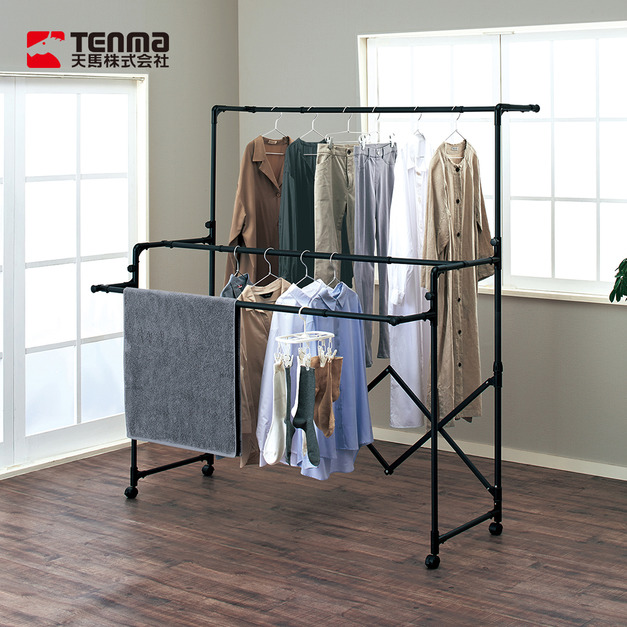 【日本天馬】PORISH 室內用摺疊伸縮晾曬架(附輪)-DIY