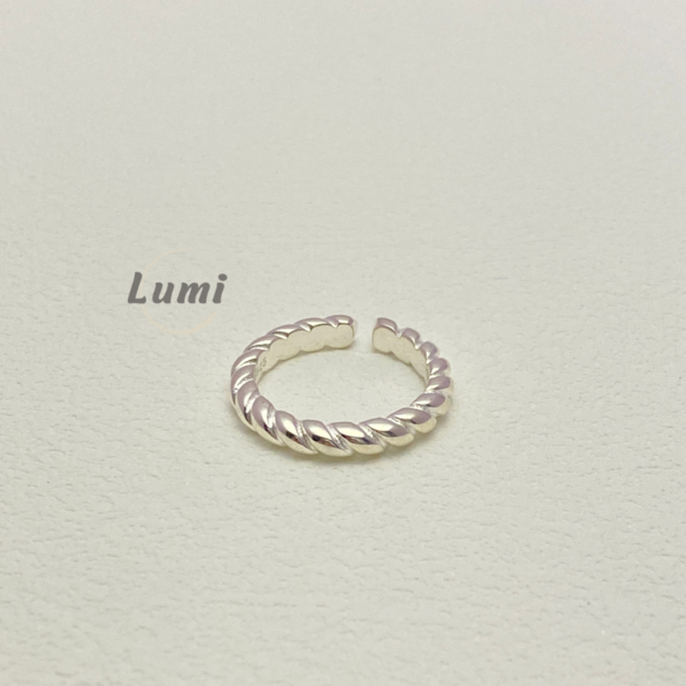 時間軌跡．純銀粗麻花戒指