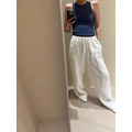 鬆緊綁帶亞麻寬褲 多色_11