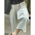 鬆緊綁帶亞麻寬褲 多色_17