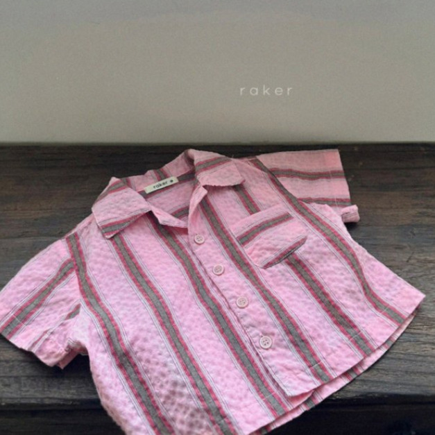 25ss raker 粉紅直條紋襯衫