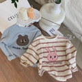 Hello Teddy / Hello Bunny 長袖條紋棉Tee 2色