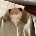 復古刷舊棉麻翻領外套_2