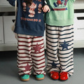 棉質鬆緊星星條紋寬褲 2色