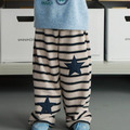 棉質鬆緊星星條紋寬褲 2色_1