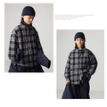 藍黑格紋厚棉襯衫外套｜高質感格紋 韓劇感男孩／女孩 Look_3
