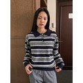 正韓 條紋開扣配色針織上衣 2款2色_4
